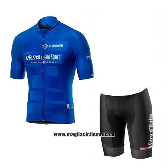 2019 Abbigliamento Ciclismo Giro d'Italia Blu Manica Corta e Salopette